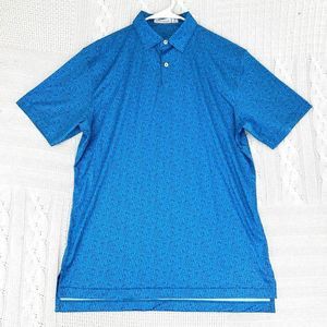 PETER MILLAR Featherweight Polo Mens Medium Prohibition Allover Print Golf Shirt